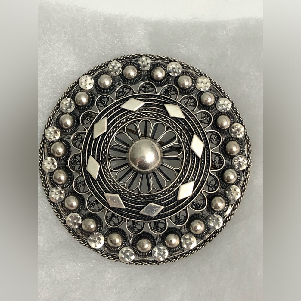 Vintage Large 835 Silver Pendant Brooch